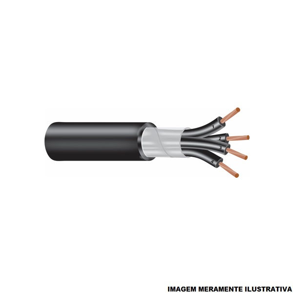 Cabo Cobre Isolado PVC 70G 500V 5x 1,50 mm² Controle Preto NBR 7289 Classe 5 (Vias Numeradas)