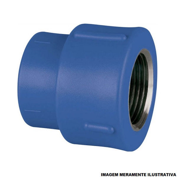 Adaptador PPR Fêmea/Fêmea com Inserto Metálico Transição 63 mmX2" Industrial Azul