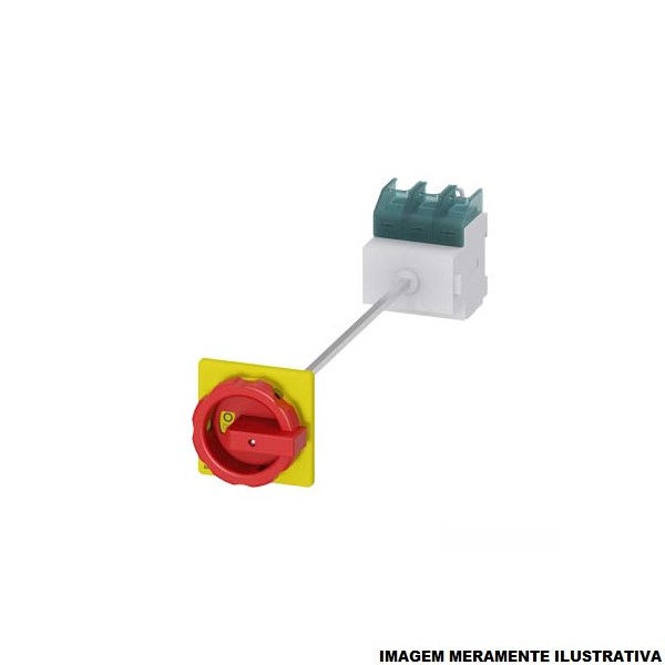 Chave Seccionadora Rotativa 3LD22 Tripolar 400VCA 32A sem Porta Fusível com Fixação Frontal com Manopla Vermelha IP65