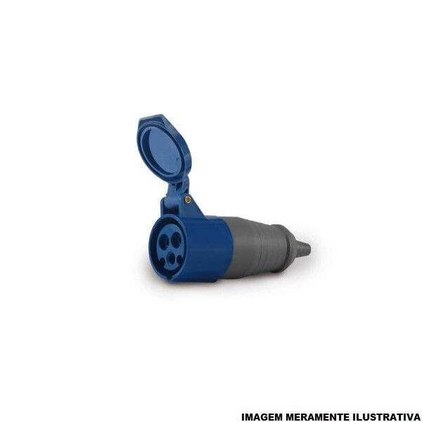 Acoplamento Móvel 2P+T 16A/220VCA Fêmea PVC Azul 6H IP44 Industrial