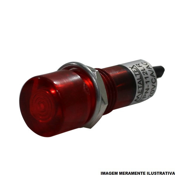 Sinaleiro Led PVC Faceado Lente Lisa com LED 11 mm 220VCA Vermelho