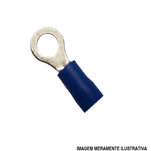 Terminal Cobre Estanhado a Compressão Anel Pre-Isolado 16,00 mm² com 1 Furo M6 Azul