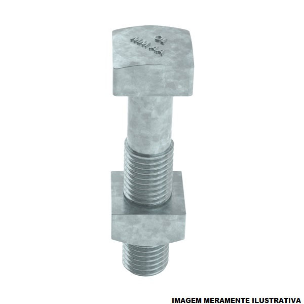 Parafuso Máquina Cabeça Quadrada Galvanizado a Fogo M20x350 mm com 1 Porca