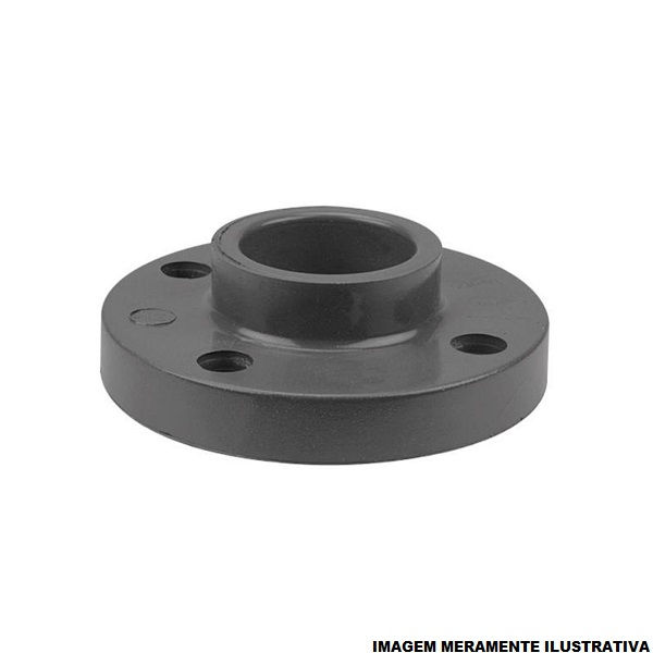Flange PVC Soldável Bolsa Sólida 6" SCH80 Cinza Industrial