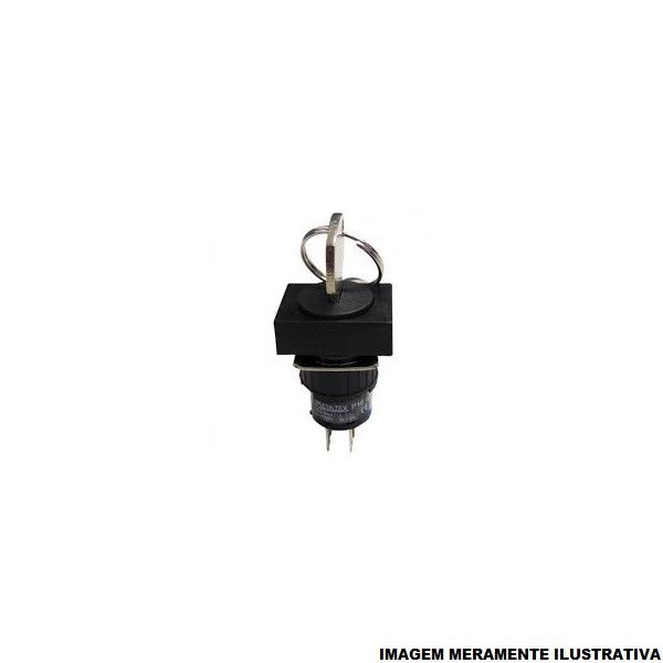 Chave Seletora Retangular 3 Posições Fixas 45G 3A 220VCA 16 mm com Chave Preta IP40