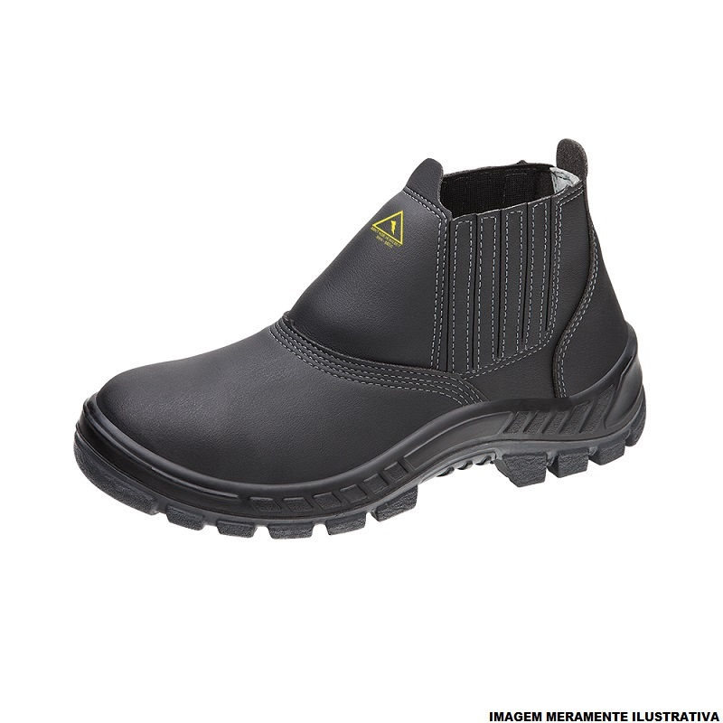 Botina Microfibra com Elástico com Solado Bidensidade com Biqueira Plástica Tamanho 47 Preta Ca 35841 para Eletricista