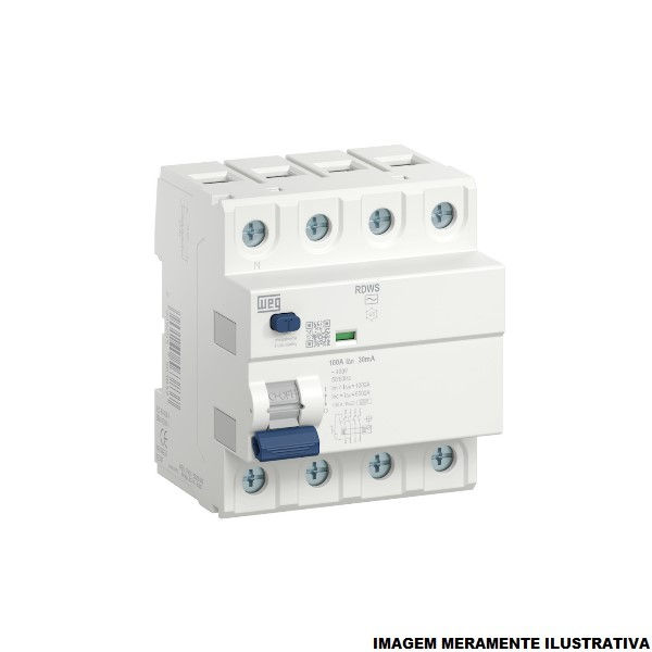 Interruptor dr Tetrapolar 6 KA 220/400VCA 63A 30 MA DIN Tipo AC Diferencial Residual