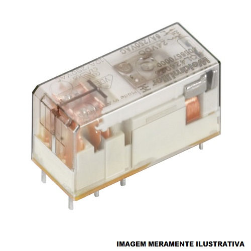 Relé Miniatura Relé Miniatura 8A 24VCC 2 Contatos Reversíveis Plugável