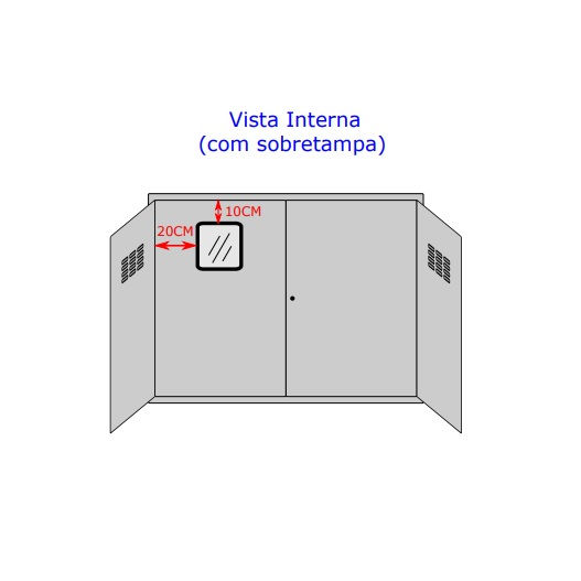 Caixa Medidor Interna Chapa (A)900x(L)1200x(P)400 mm Cinza com Visor a Esquerda Padrão CPFL