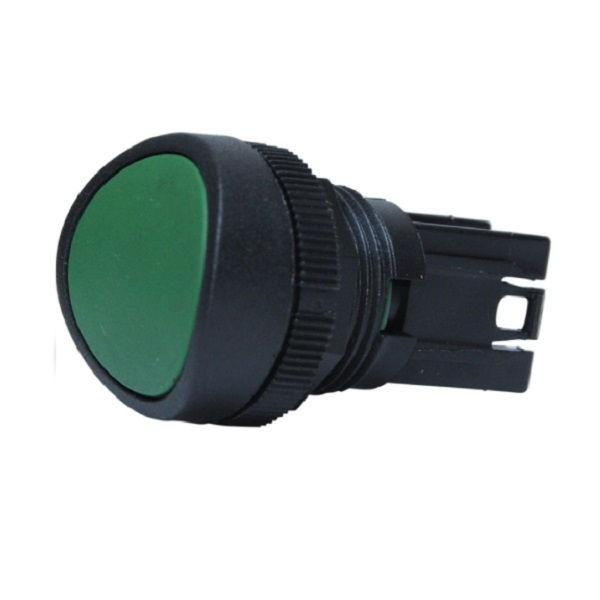 Botão Botão PVC Faceado 22,00 mm Verde Aro Preto com Elemento 1NA Luminoso sem Gravação