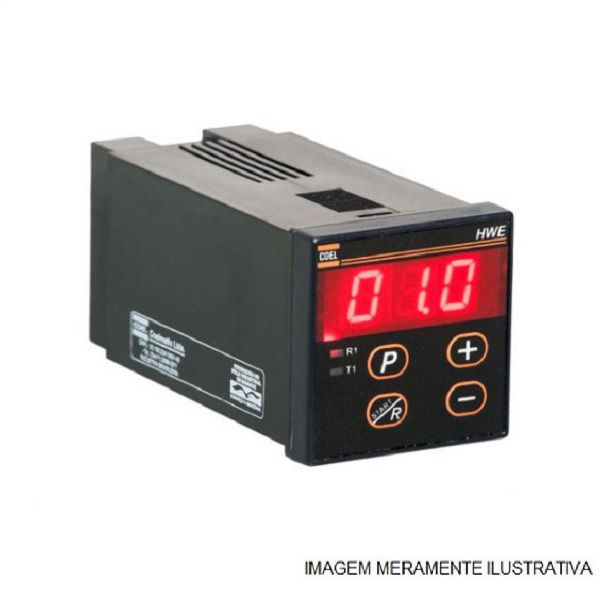 Controlador Temporizador Digital HWE-02 para Painel 3 Dígitos 0S-999 M 1 Contato Reversível (NAF) 220VCA 48x48 mm