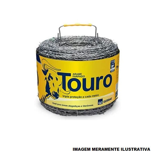 Arame Aço Galvanizado a Fogo Farpado Touro 1,60 mm 500 M 24,2 kg para Rolo