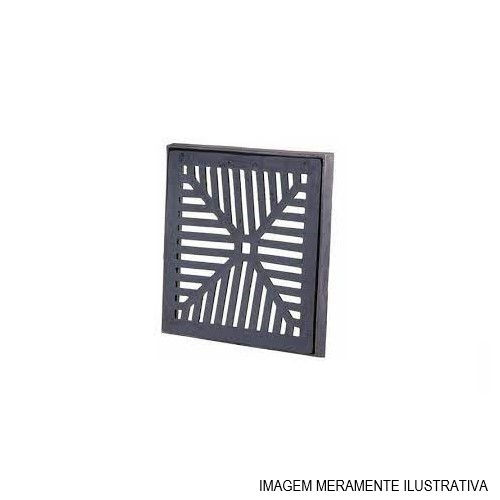 Grelha Ferro Fundido Quadrada com Aro 200x200 mm Preta Esgoto