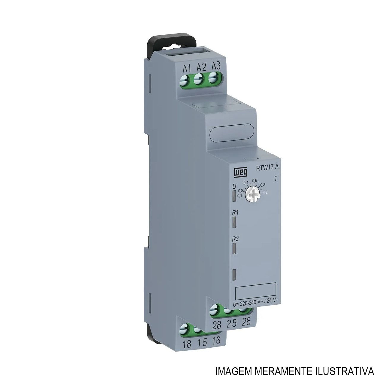 Relé Tempo Relé Tempo com Retardo Energização RTW17 3-30MIN 220VCA/24VCC 1 Contato Reversível (NAF) 50/60 Hz