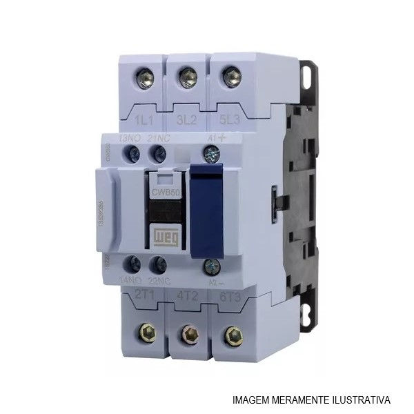 Contator Principal Tripolar 50A 1NA+1NF 24VCC CWB50 Conexão para Parafuso