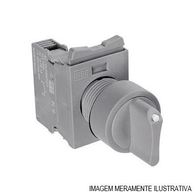 Comutador PVC Comando 22 mm Aro Cinza 1NA com 2 Posições 45G com Retenção Manopla Curta Cinza