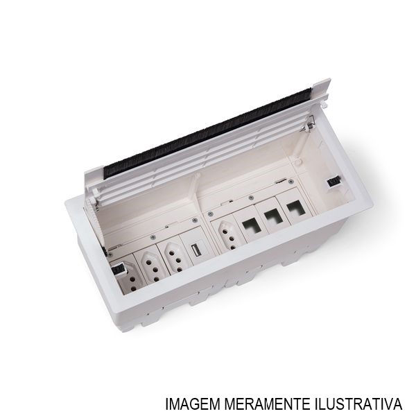 Caixa Embutir com Tampa ABS para 8 Módulos 265x116 mm Branca QTMOV Open BOX 3EL/2BC/3BL-RJ45-KEY