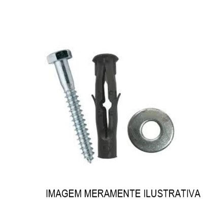 Parafuso Rosca Soberba Cabeça Sextavada Zincado 1/4"X65 mm com Bucha Plástica N10 sem Aba com Arruela 1/4"
