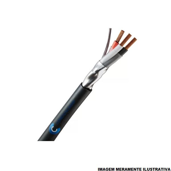 Cabo Cobre Isolado PVC 105G 300V 3 Pares 1,50 mm² Instrumentação Blindado Preto NBR 10300 Classe 5 Vias Coloridas com Fita Aluminio+Dreno