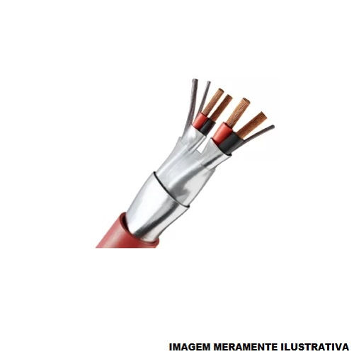 Cabo Cobre Isolado PVC 105G 600V 2x+2x 0,75+1,50 mm² Incêndio Blindado Vermelho NBR 17240 com Fita de Aluminio+Dreno