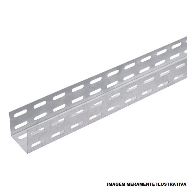 Eletrocalha Perfurada Galvanizada Eletrolítica 50x50x3000 mm sem Tampa sem Virola Chapa 16