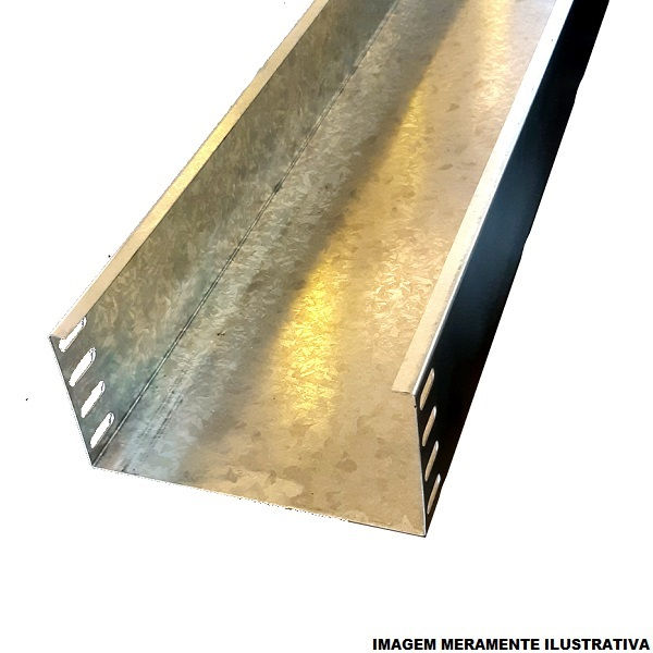 Eletrocalha Lisa Galvanizada Eletrolítica 200x100x3000 mm sem Tampa com Virola Chapa 20