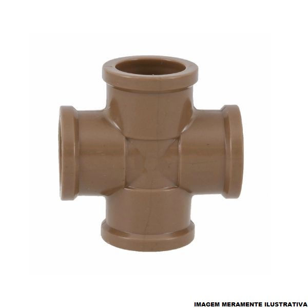 Cruzeta PVC Soldável 50 mm Classe 15 Marrom Água Fria