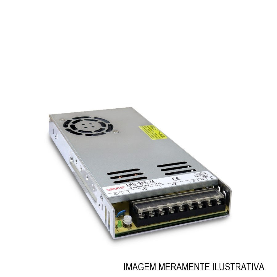 Fonte Alimentação Chaveada Monofásica 14,6A 350W 127/220VCA 24VCC Fixação Parafusada Tipo Colmeia