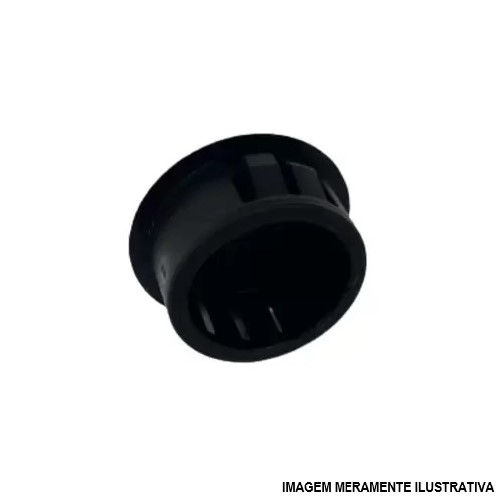 Tampão Tampão Redondo PVC 22,00 mm Preto com Rosca e Anel Vedação