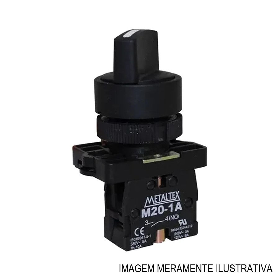 Chave Seletora Trifásica 3 Posições 5A 380V 22 mm com Manopla Curta