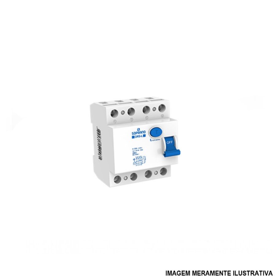Interruptor dr Tetrapolar 6 KA 220/380VCA 40A 30 MA DIN Tipo AC Diferencial Residual