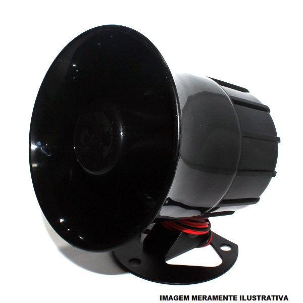 Sirene Eletrônica 24V 0,8A 15W 110DB Preta
