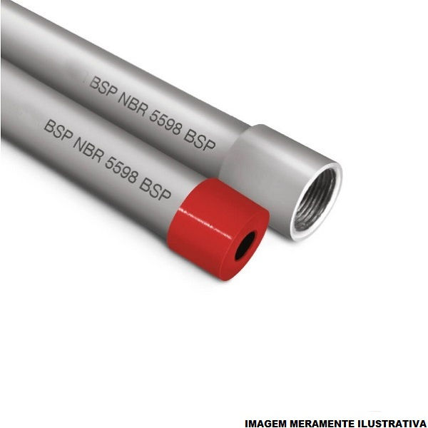 Eletroduto Pesado Galvanizado a Fogo Parede 4,25 mm 4"X3 M com Rosca BSP NBR 5598 com Luva