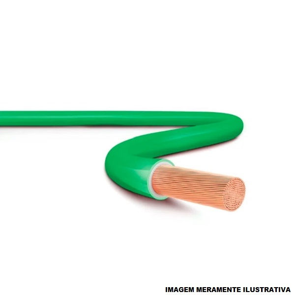 Cabo Cobre Isolado PVC 70G 750V 1x 10,00 mm² Flexível Verde NBR 247-3 Classe 5