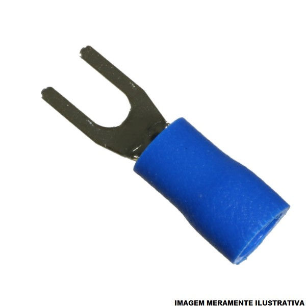 Terminal Cobre Estanhado a Compressão Garfo Pre-Isolado 1,50-2,50 mm² com 1 Furo M3 Azul