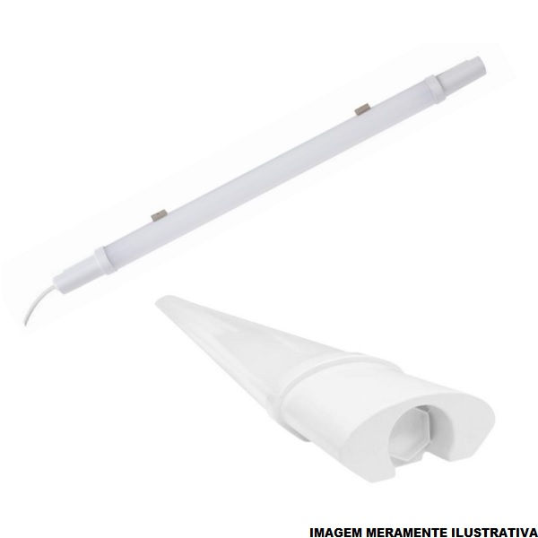 Luminária Industrial Led Luminária Industrial LED Sobrepor Hermética SLIM ECO 18W Policarbonato 1980 lm 4000K Bivolt IP65 20.000H 60 cm