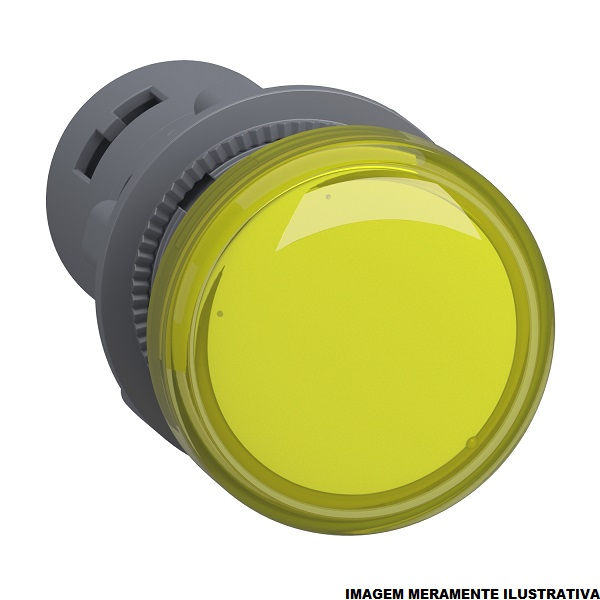 Sinaleiro Led PVC Monobloco Lente Lisa com LED 22 mm 24VCA/CC Amarelo