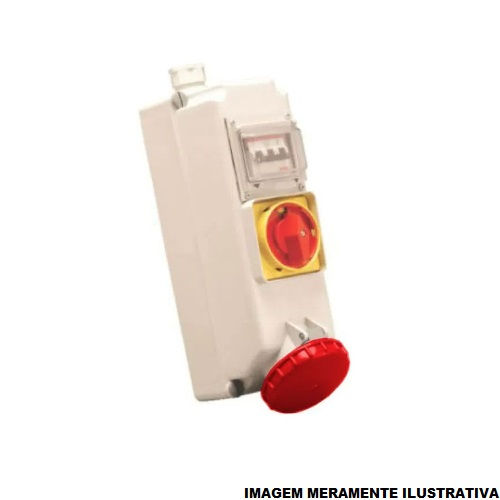 Tomada PVC 3P+T+N 6H Sobrepor 32A/380/440VCA Vermelha Surelock com Bloqueio Mecânico IP67