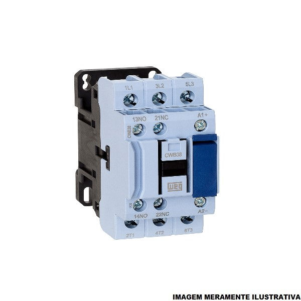 Contator Principal Tripolar 38A 1NA+1NF 220VCA 50/60 Hz CWB38 Conexão para Parafuso