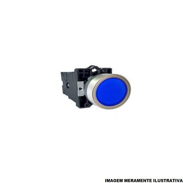Botão Botão PVC Faceado 22,00 mm Azul com Elemento 1NA Luminoso com LED 24VCA/CC