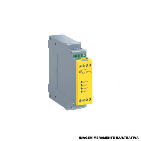 Relé Segurança Relé Segurança CS-D201 24VCC 2NA+1NF Fixação Trilho DIN para Comando Bimanual Conexão para Parafusos