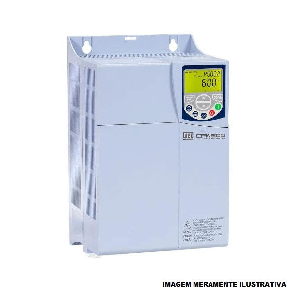 Inversor Frequência Inversor Frequência CFW500 50,00 CV/37 kW Serviço Normal 77A sem Filtro/Com IGBT Frenagem Trifásico com Display LCD 380VCA 50/60 Hz IP20 Módulos de Comunicação Opcionais