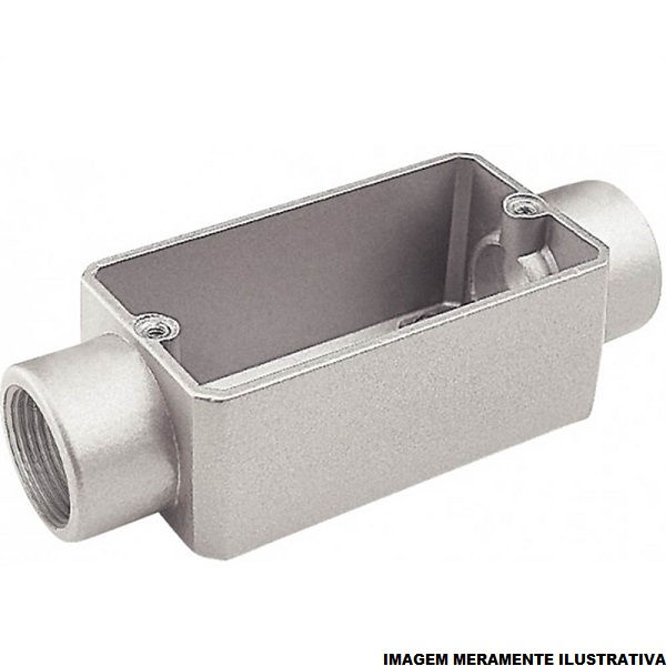 Condulete Alumínio Tipo C 1.1/2" sem Rosca com Tampa Cega com Vedação Cinza com Parafuso Organometalico