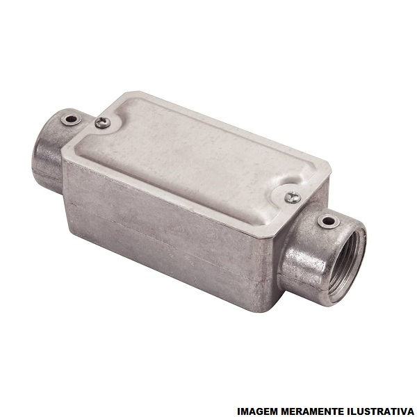 Condulete Alumínio Tipo C 1" com Rosca NPT com Tampa Cega com Vedação Cinza com Parafuso INOX