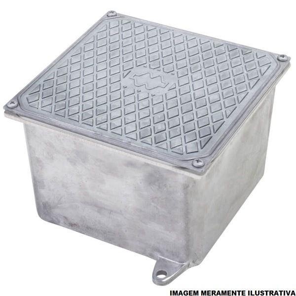 Caixa Passagem Sobrepor Alumínio 200x200x100 mm Quadrada sem Chassi Removível com Tampa Reversível (Lisa/Antiderrapante)
