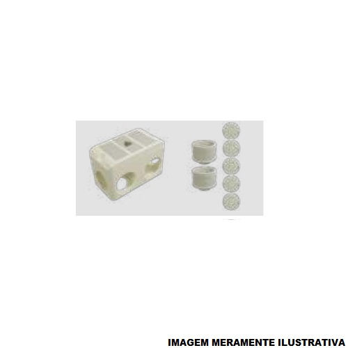 Condulete PVC Múltiplo LPB 3/4" sem Rosca e 2 Conectores com Tampa Cega e 5 Tampões sem Vedação Branco com 1 RJ11