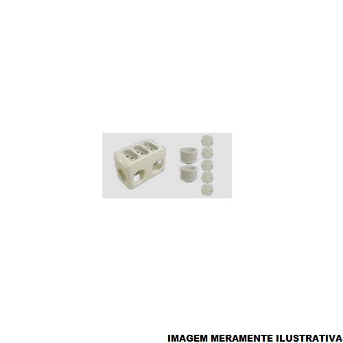 Condulete PVC Múltiplo LPB 3/4" sem Rosca e 2 Conectores com 5 Tampões sem Vedação Branco com 3 Tomada 10A