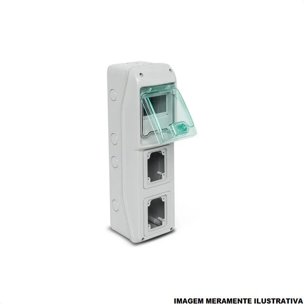 Quadro de Distribuição Quadro de Distribuição PVC Sobrepor 5 Disjuntores DIN com Barramento sem Geral Branco Porta Transparente para Tomadas com Bloqueio e Inclinadas 63A Quasar