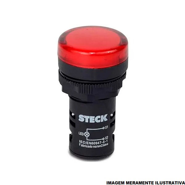 Sinaleiro Led PVC Faceado Lente Lisa com LED 30 mm 24VCA Vermelho