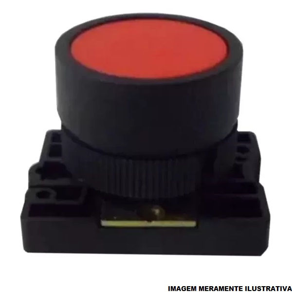 Botão Botão Pulsador Metálico Faceado 22,00 mm Vermelho Aro Cromado sem Elemento Opaco sem Gravação